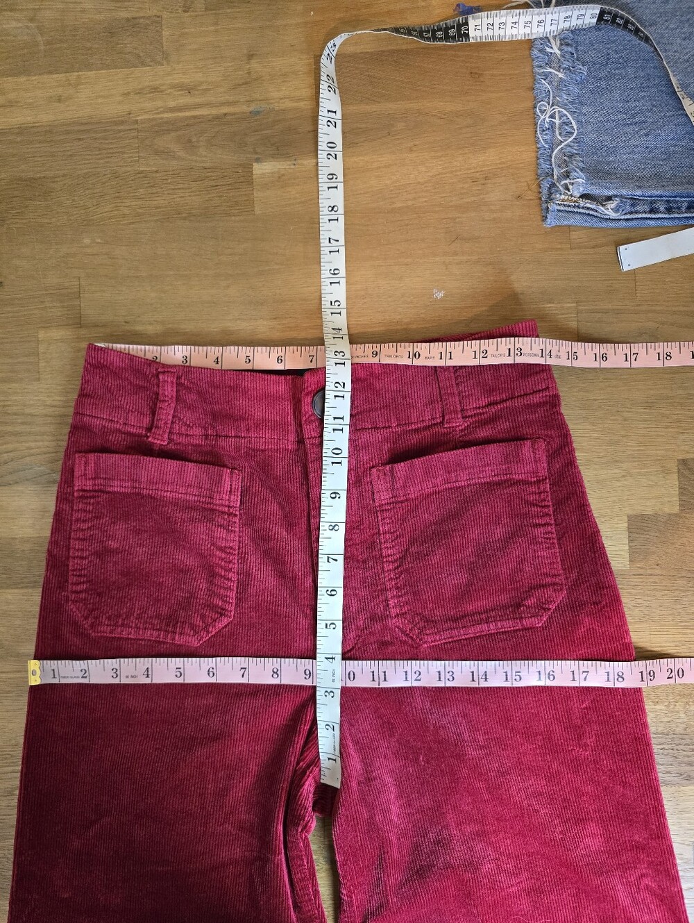 Maeve Colette Corduroy Wide-Leg Pants Rich Deep Red 28T Tall - Picture 10 of 12